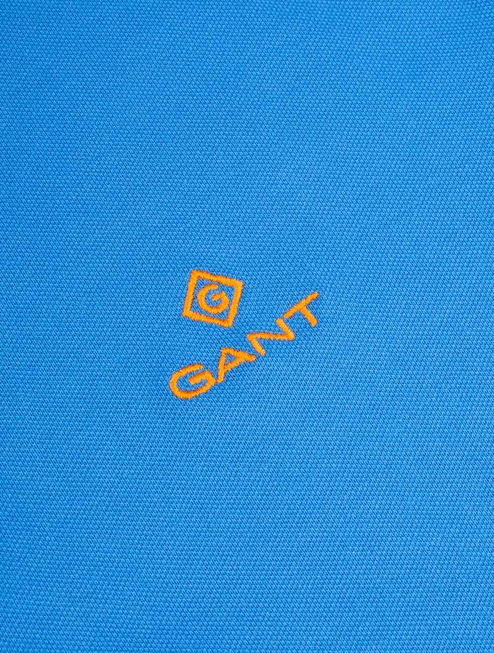 GANT Day Blue Contrast Collar Pique Short Sleeved Rugger 