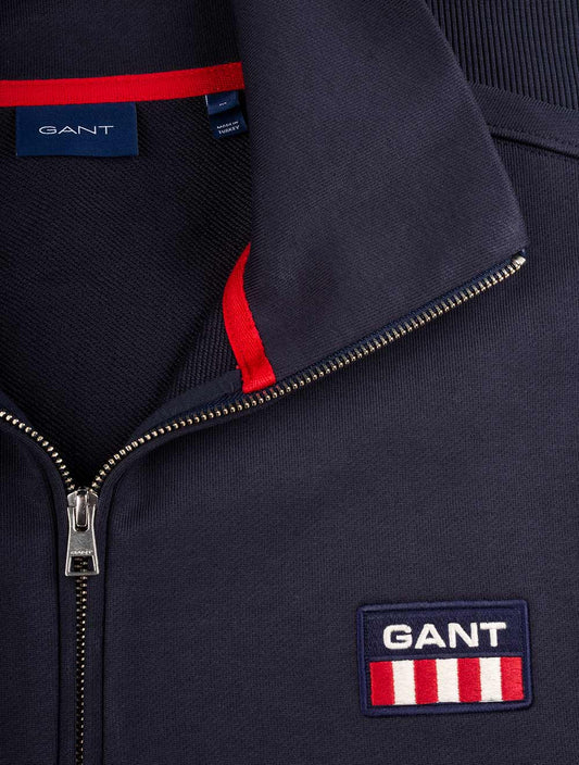 GANT Retro Shield Half Zip Sweater Evening Blue