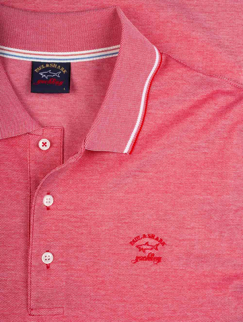 Paul And Shark Organic Cotton Piqué Polo With Embroidered Logo Red