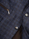 Lubiam Navy Brown Check Scooter Jacket 2 Button Single Breasted Insert 4