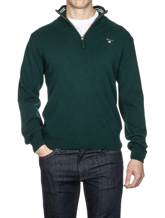 GANT Super Fine Lambswool Half-Zip Sweater Tartan Green