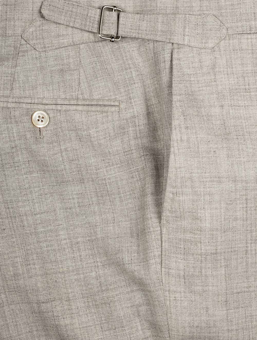 Louis Copeland Loro Piana Summertime Suit Beige 2 piece 2 button notch lapel soft shoulder flap pockets 5