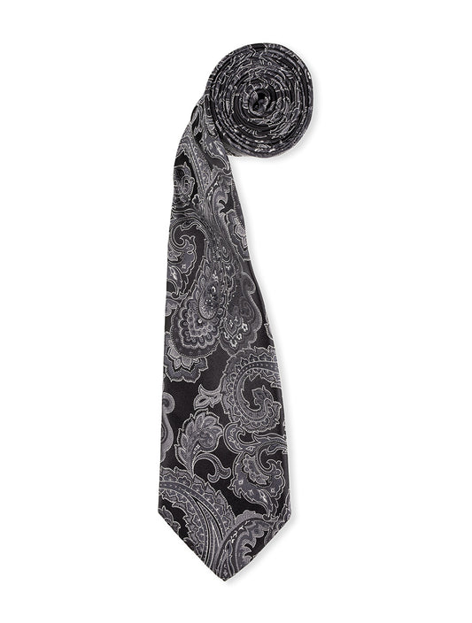 Jacquard Paisley Silk Tie Black