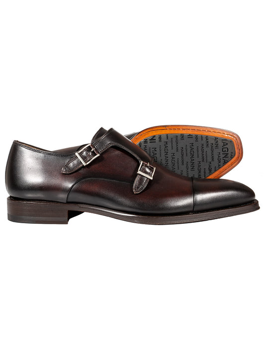 Magnanni Marron Double Monk Strap Shoes 