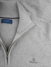 GANT Grey Melange Cotton Texture Half-Zip Sweater