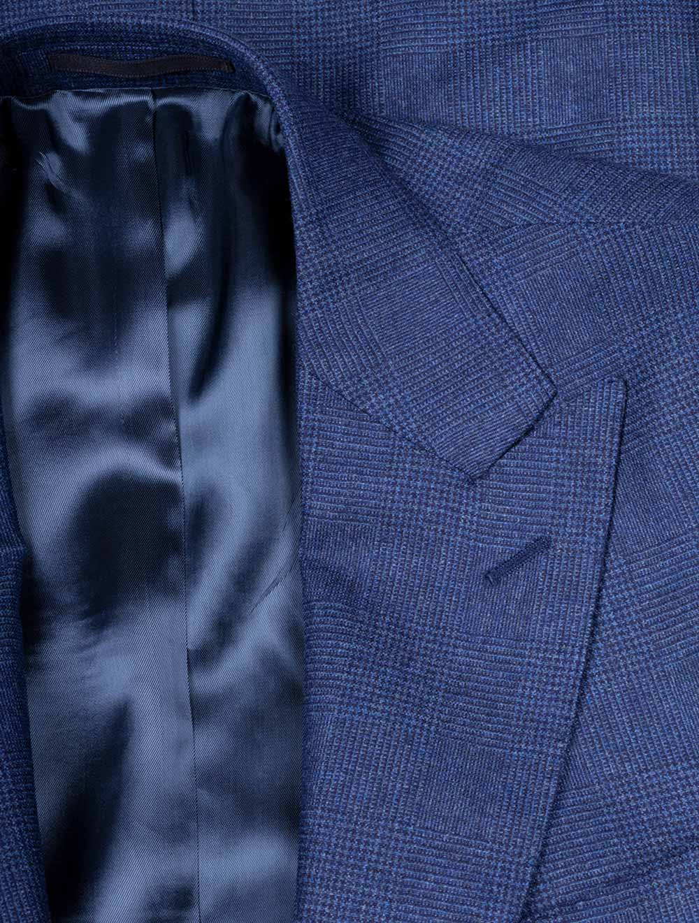 Check Cashmere Blend 3 Piece Suit Blue