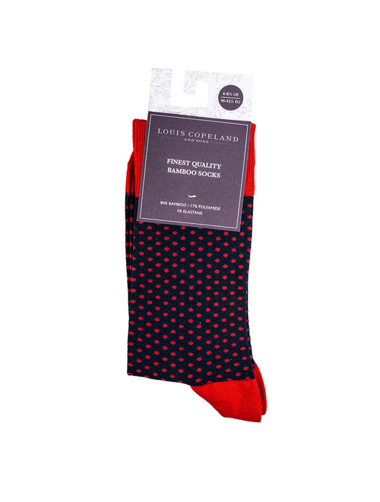 Louis Copeland Red Bamboo Dotted Print Socks 