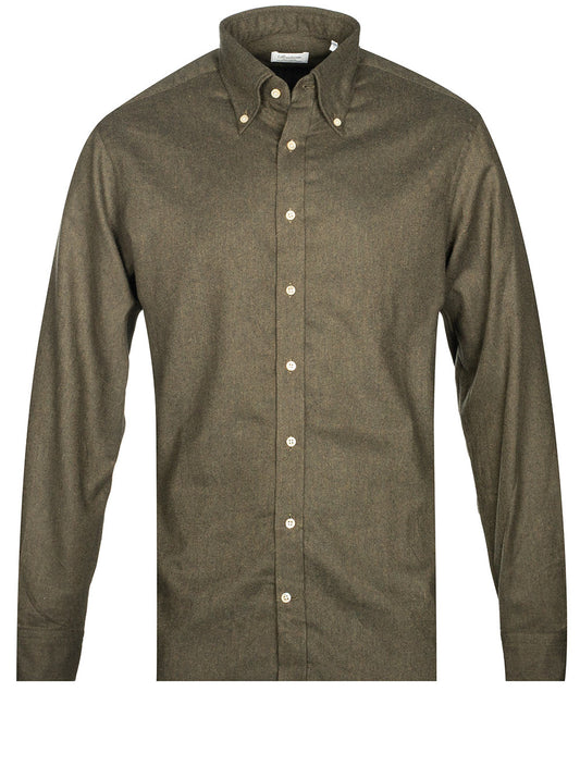 Luxury Flannel Fitted Shirt Green