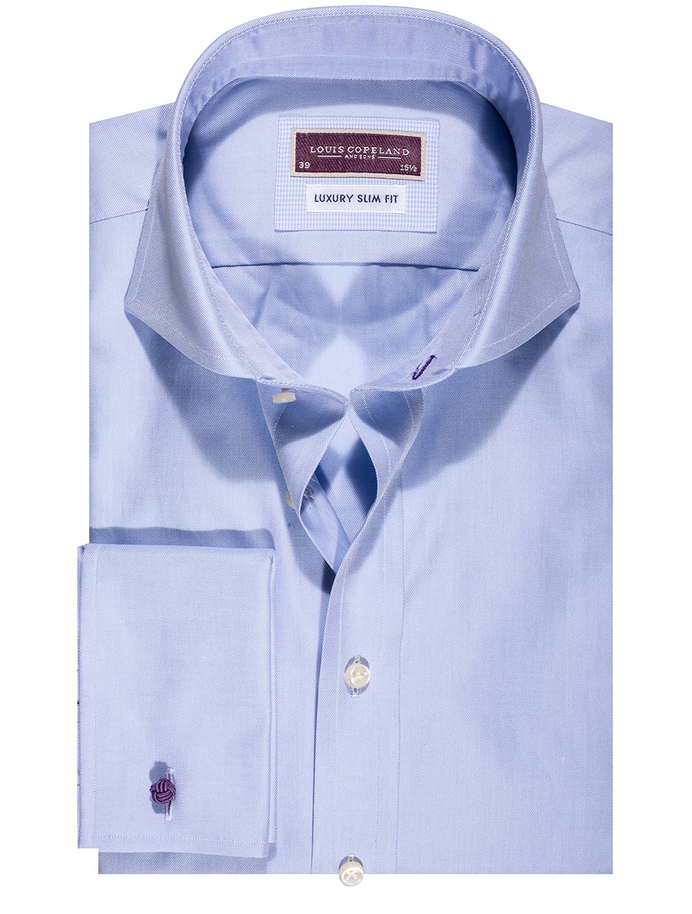 Louis Copeland Slim Fit Double Cuff Shirt - Blue