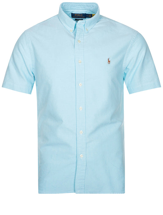 RALPH LAUREN Slim Oxford Short Sleeve Shirt Blue