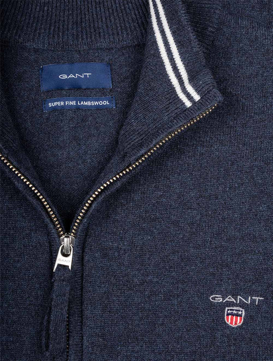 GANT Super Fine Lambswool Half-Zip Sweater Dark Navy Melange