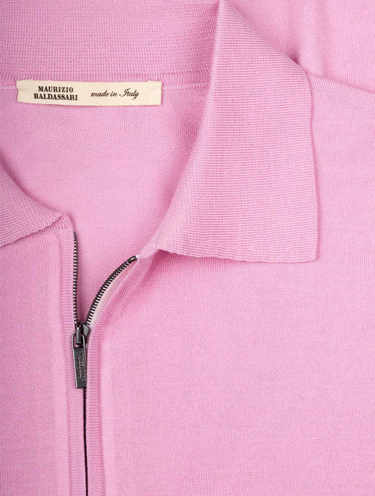 MAURIZIO BALDASSARI Long Sleeve Polo Zip Pink