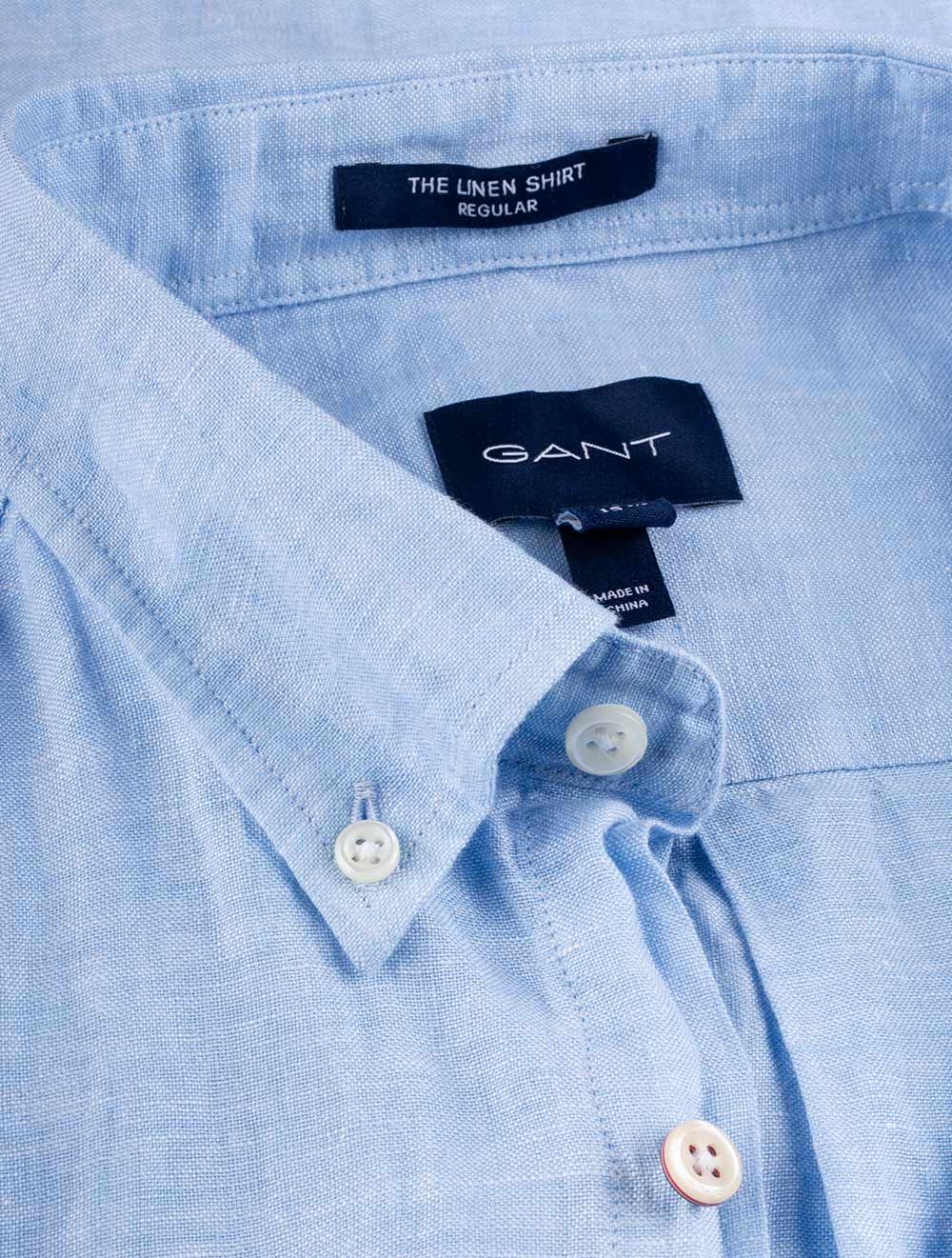 Regular Linen Short Sleeve Shirt Capri Blue