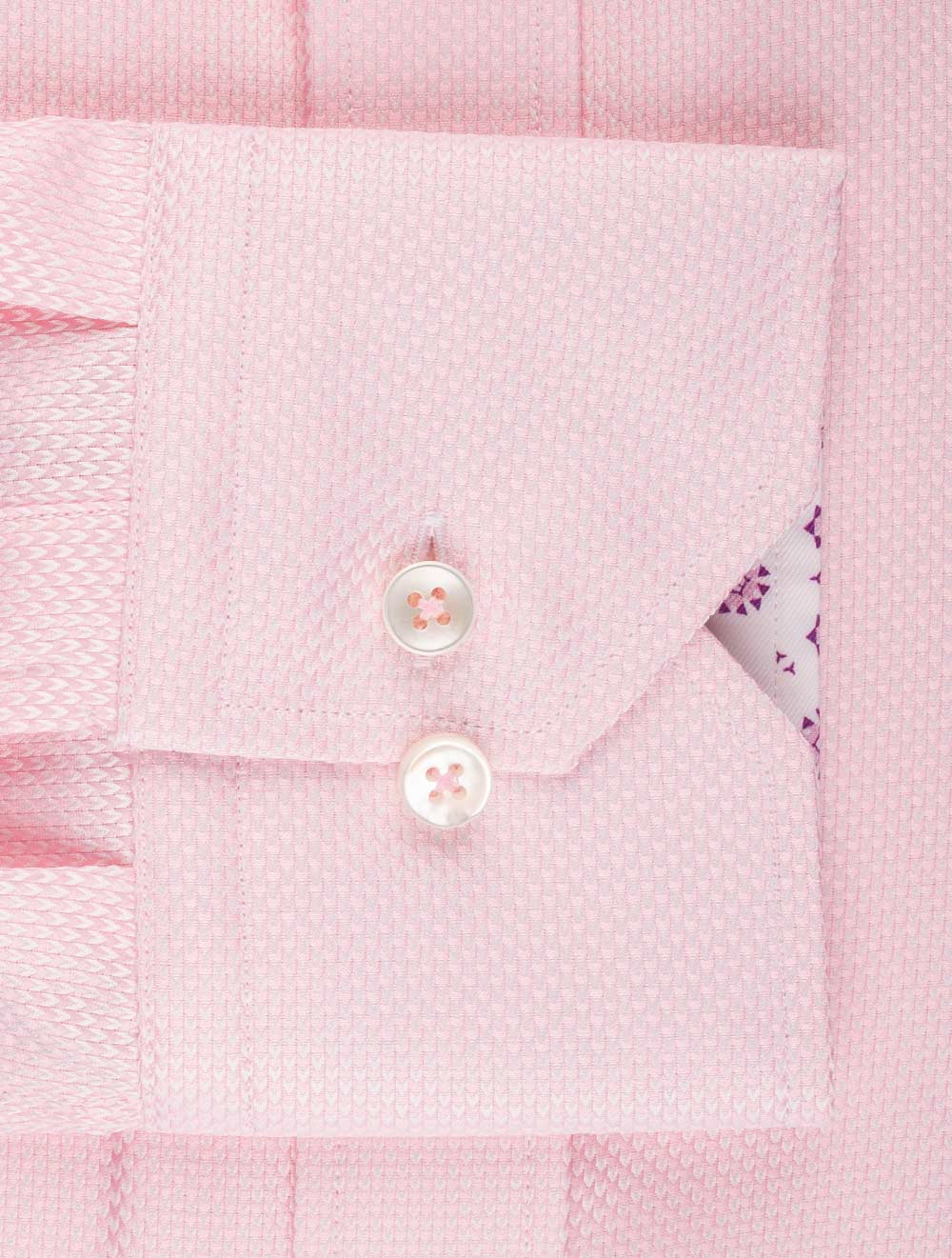 Stenstroms Pink Twill Contrast Floral Inlay Fitted Body Shirt 