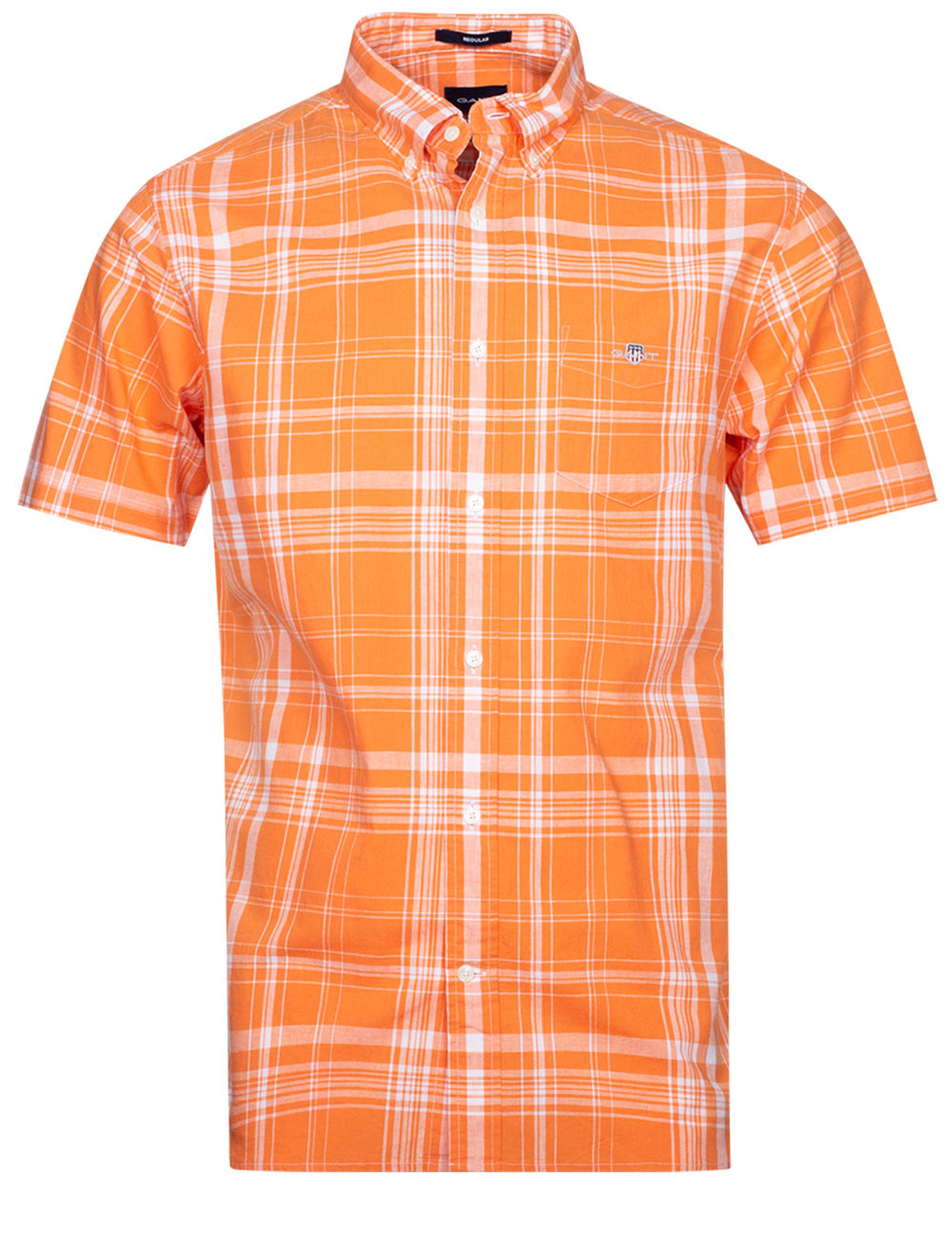 GANT Regular Linen Orange Apricot Cotton Short Sleeve