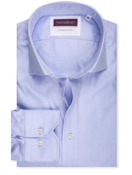 Classic Fit Thomas Mason Twill Single Cuff Shirt Blue