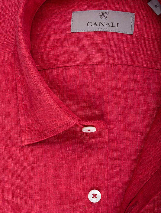 CANALI Linen Shirt Red