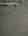 Stenstroms Khaki Crew Neck Patch Sleeve Sweater