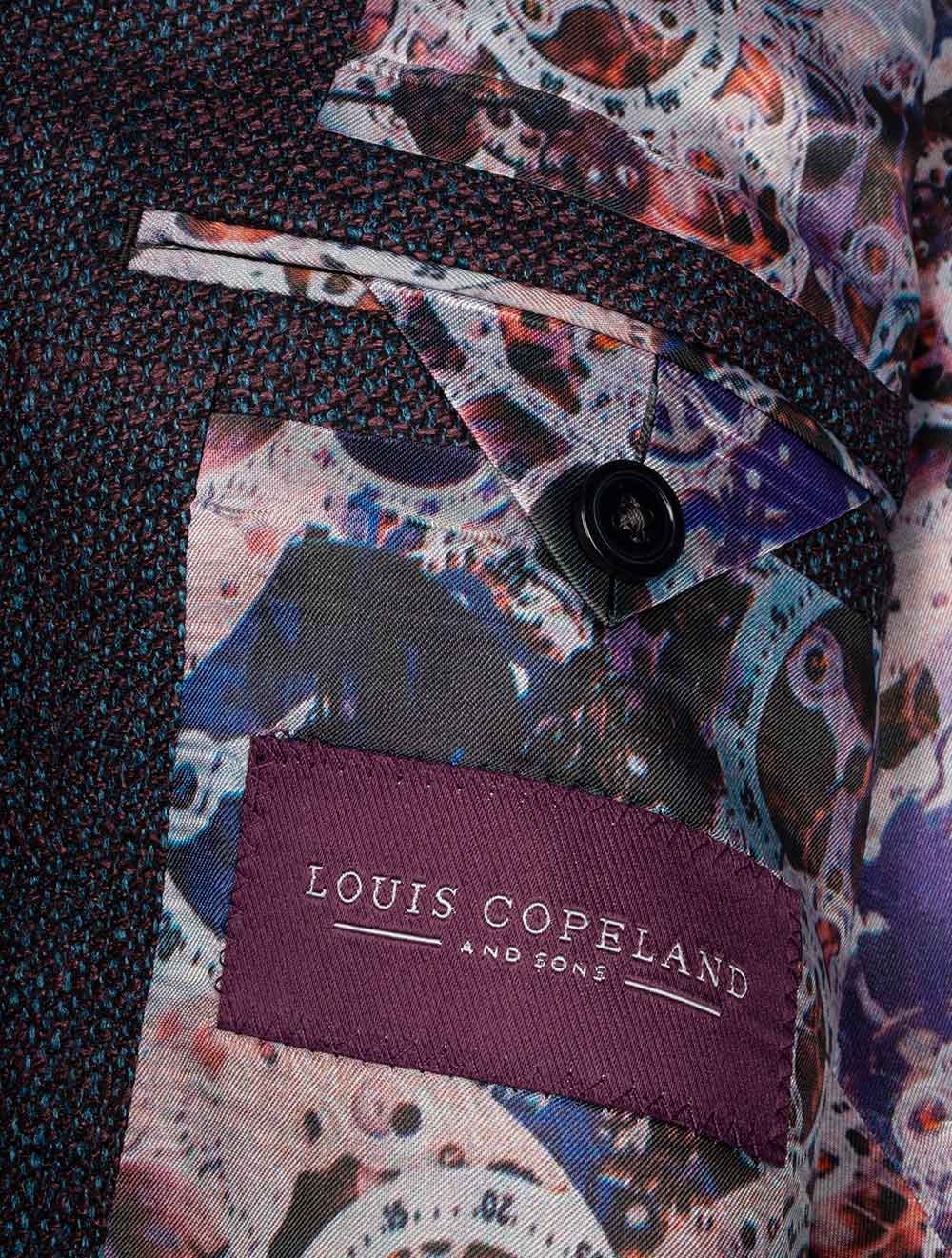 Louis Copeland Weave Sports Jacket Navy Red Teal 2 Button Single Breasted Patch Pocket 3