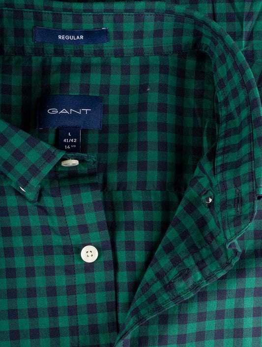 Gant Winter Twill Buffalo Check Regular Broadcloth Green