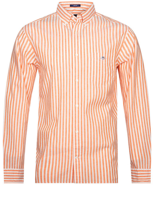 GANT Regular Cotton Linen Stripe Shirt Apricot Orange