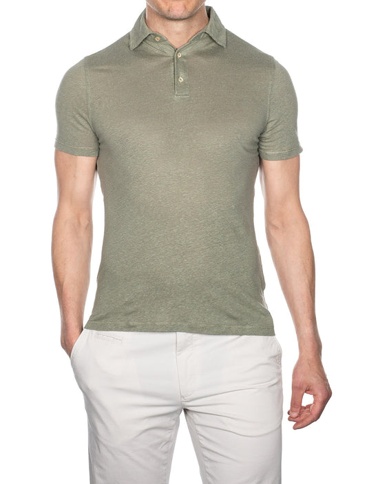 Stenstroms Linen Polo Shirt Green