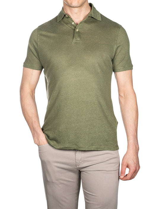 Stenstroms Linen Polo Shirt Green