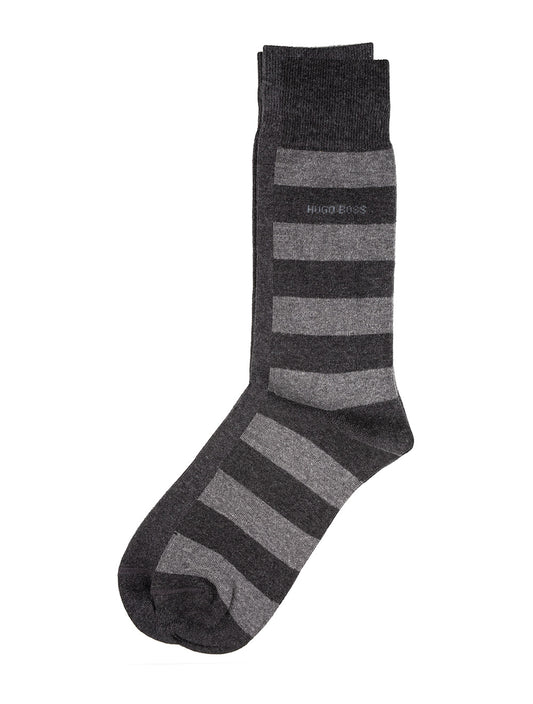 Boss 2P Block Stripe Sock Charcoal