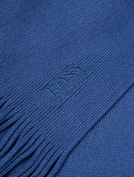 Hugo Boss Albas-n Tonal Knitted Scarf Blue 