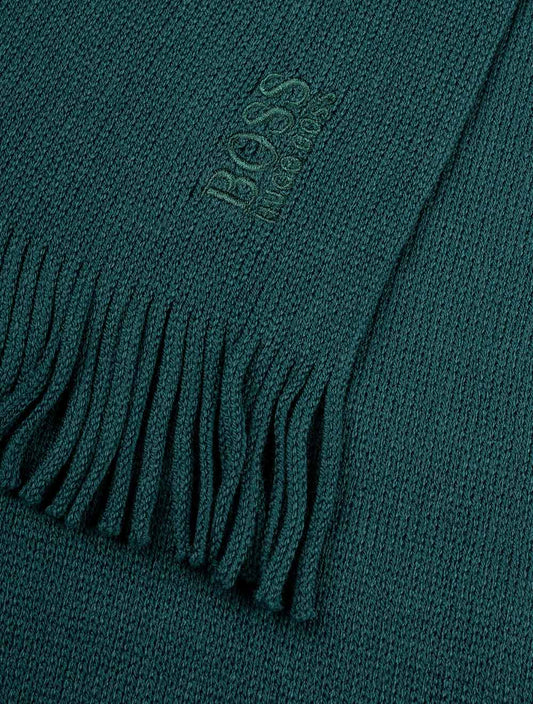 Hugo Boss Albas-n Tonal Knitted Scarf Green
