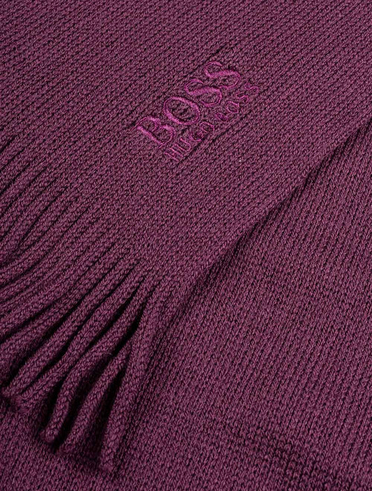 Hugo Boss Albas-n Tonal Knitted Scarf Purple