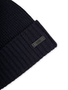 Hugo Boss  Wool Beanie with Logo Label Navy