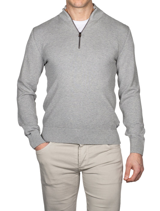 Hugo Boss Ebrando Half zip Sweater Silver