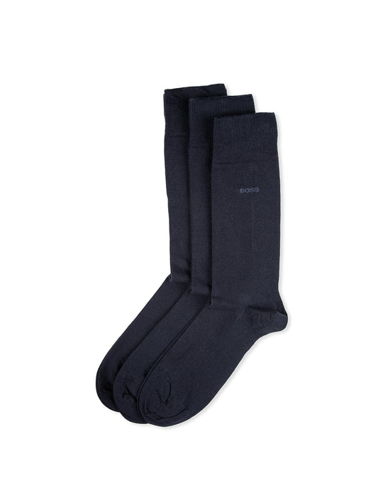 3 Pack Cotton Blend Socks Navy