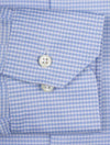Fitted Checked Stretch Twill Shirt Blue