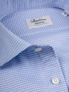 Fitted Checked Stretch Twill Shirt Blue