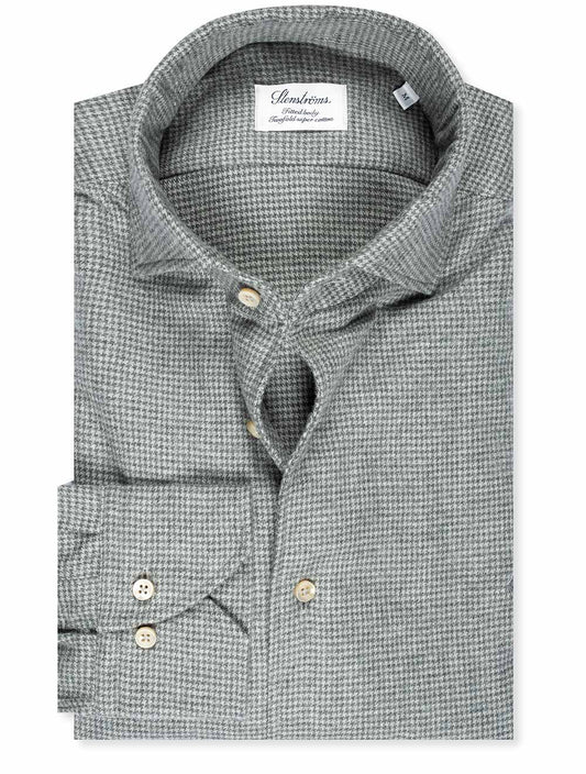 Stenstroms Houndstooth Flannel Shirt Grey
