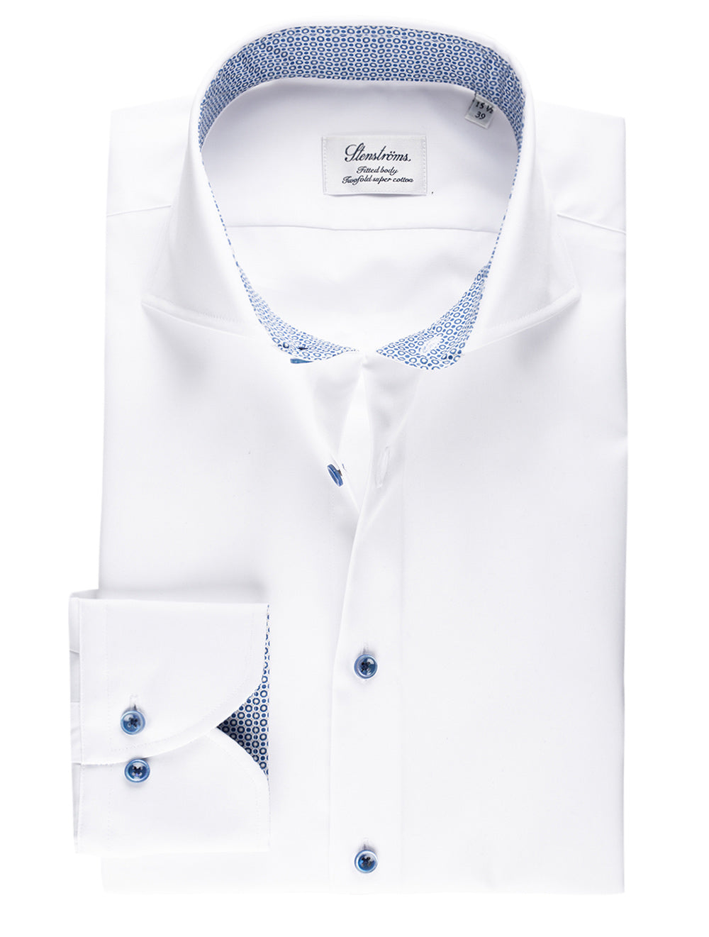 Stenstroms Fitted Contrast Inlay Shirt White