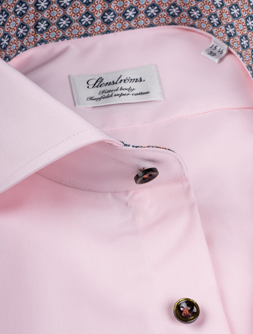 Stenstroms Fitted Contrast Inlay Shirt Pink