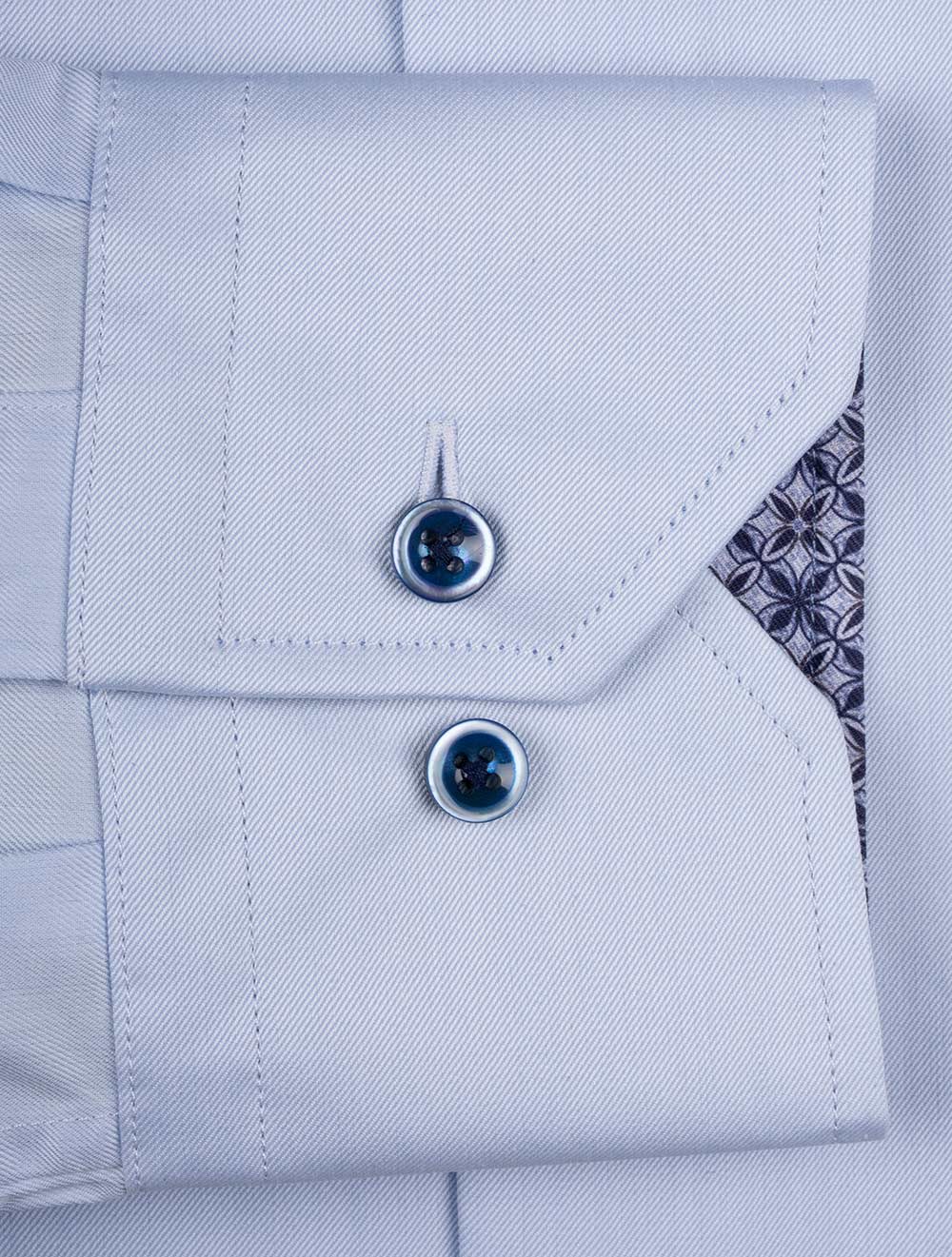 Fitted Contrast Twill Shirt Blue