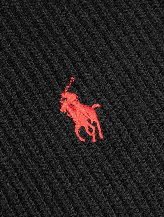 Ralph Lauren Signature Pony Wool Scarf Black