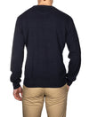 Textured Knit Cotton Sweater Navy