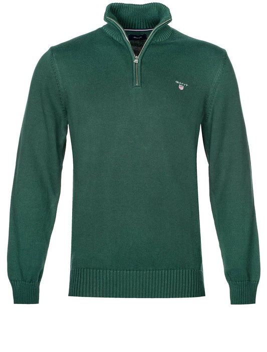 Casual Cotton Half-Zip Sweater Storm Green