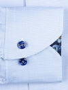 Contrast Floral Inlay Shirt Blue