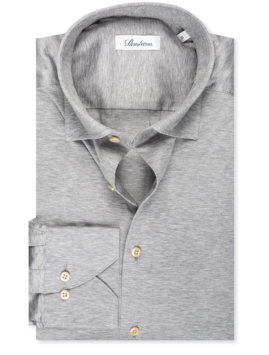 Stenstroms Slimline Jersey Stretch Shirt Grey