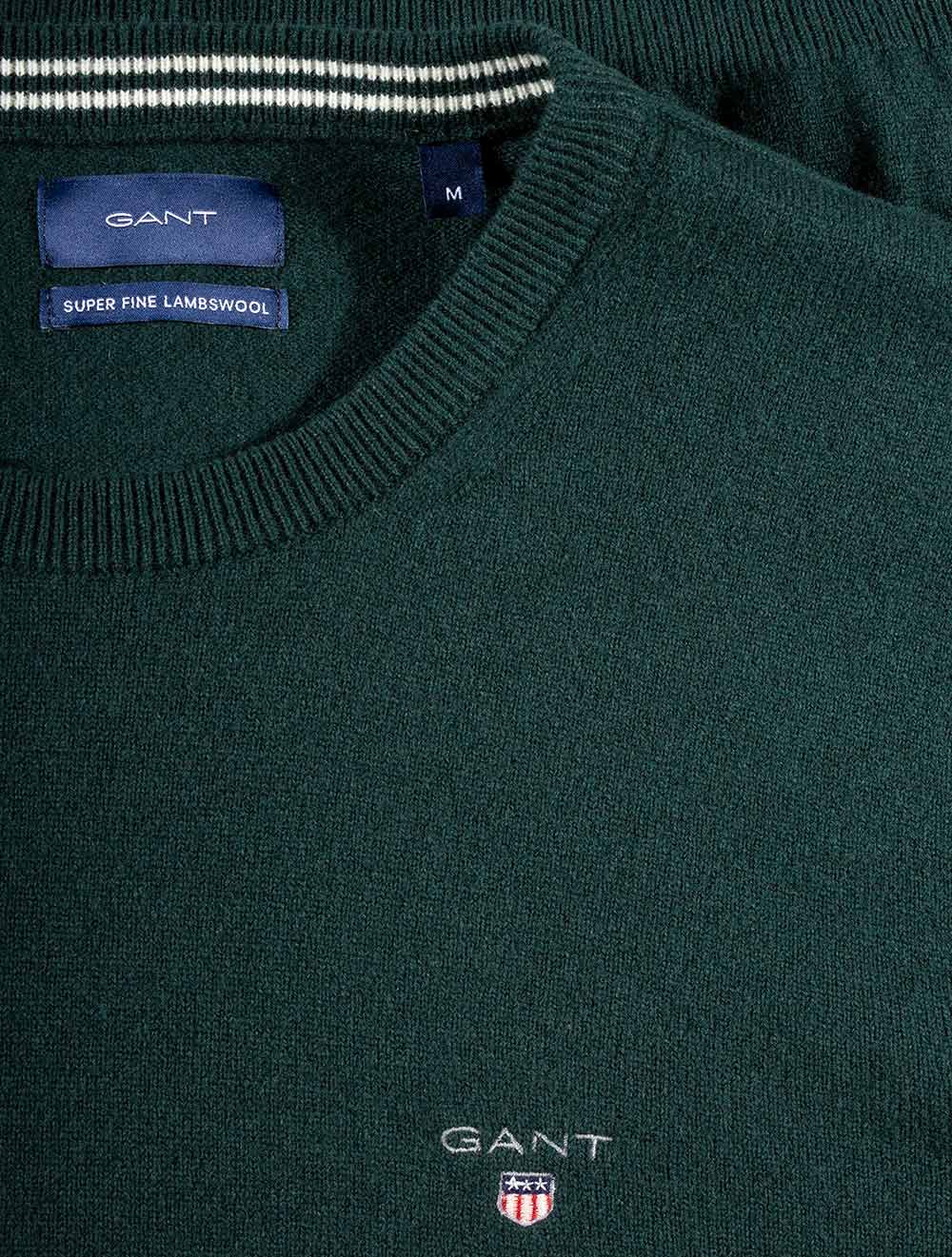 Super Fine Lambswool Crew Neck Sweater Tartan Green