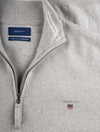 GANT Light Grey Melange Super Fine Lambswool Half-Zip Sweater