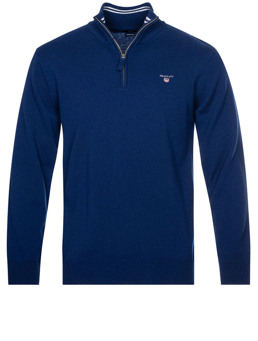 Super Fine Lambswool Half-Zip Sweater College Blue