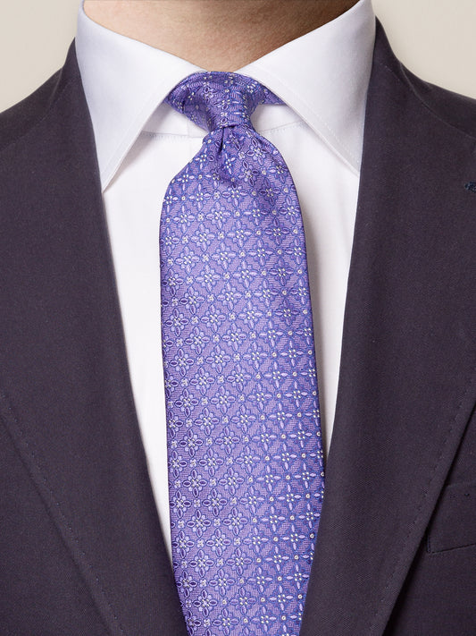 ETON Floral Silk Tie Purple