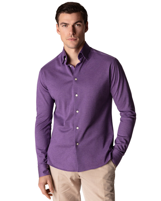 Slim Fit Jersey Pique Shirt Purple